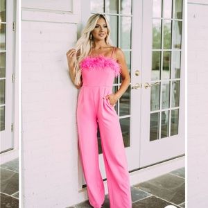 Bachelorette Pink Feather Jumpsuit